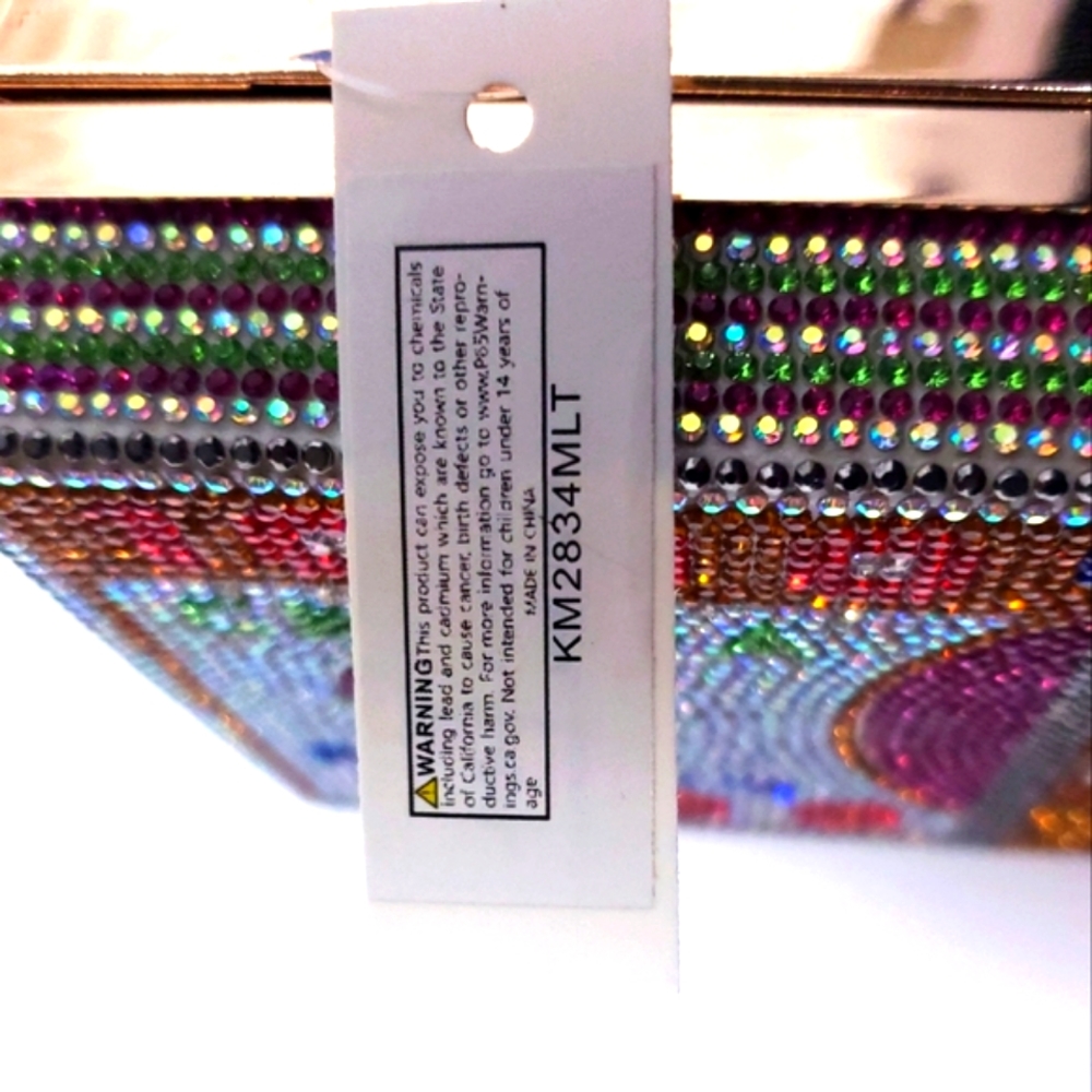 Money Bling Rhinestone Hard Case Clutch - Picture 9 of 15